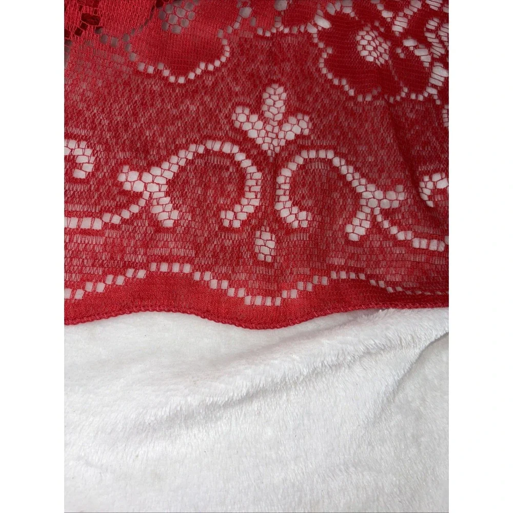 Vintage 70s Red Lace Tablecloth 70